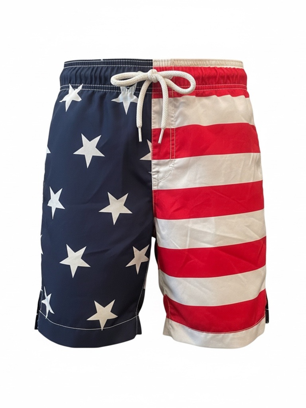 Place Boys 7/8 Flag-Print Swim Shorts - Blue, Red, White